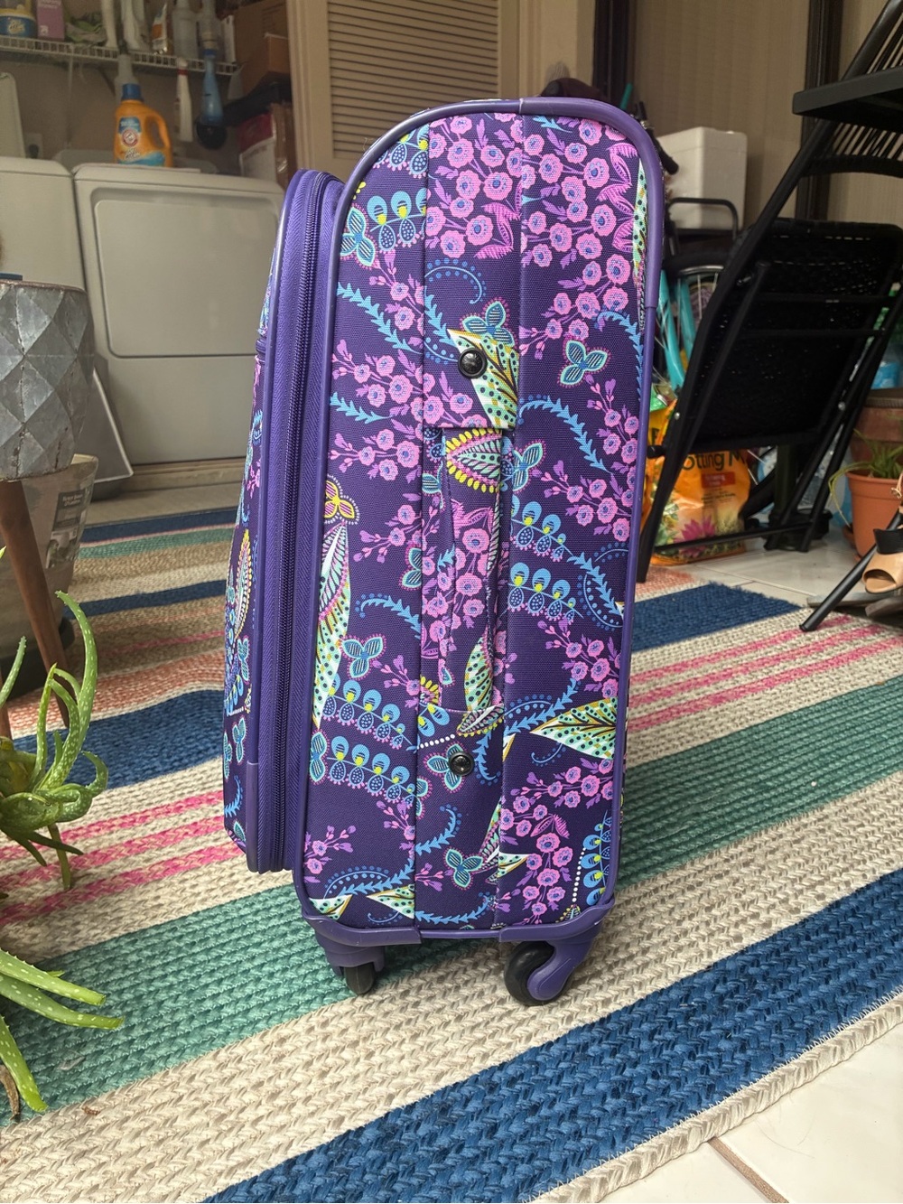 Vera Bradley Purple Paisley 4-Wheel Spinner Carry-On Luggage Suitcase - Picture 4 of 9